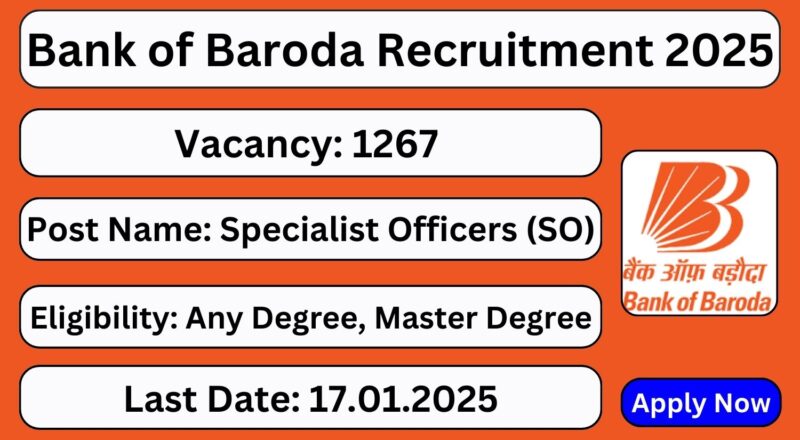 Bank of Baroda 1267 SO Posts Recruitment 2025