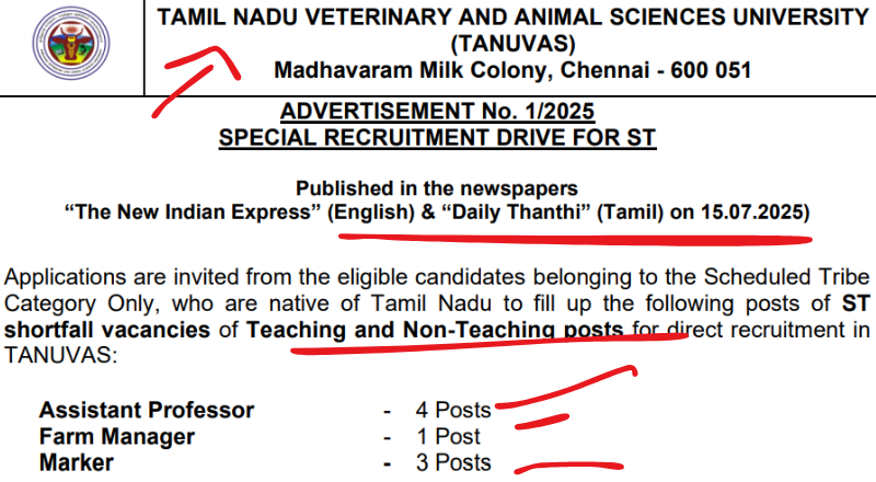 TANUVAS Recruitment 2025