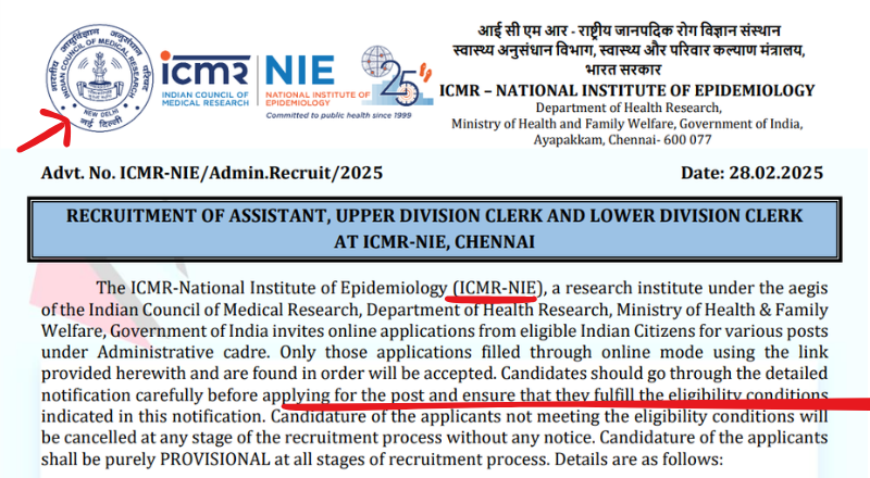 NIE Chennai Recruitment 2025