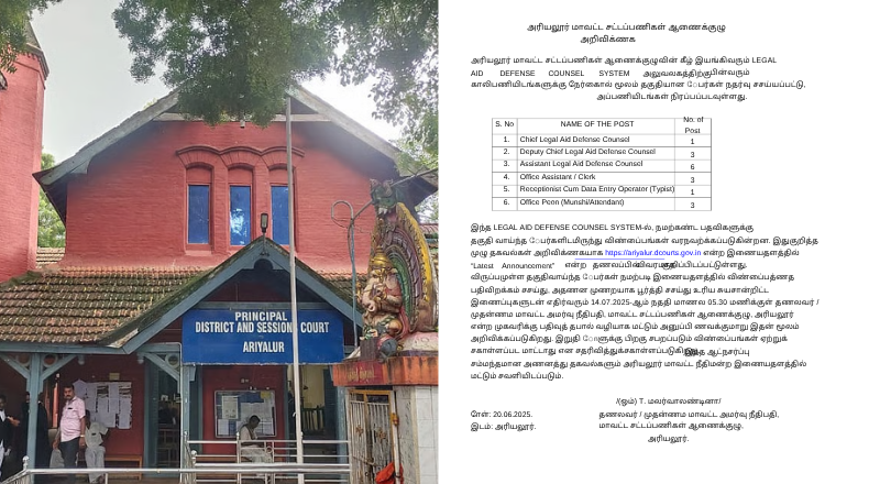 Ariyalur District Court Clerk Recruitment 2025