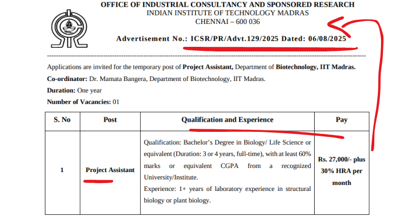 IIT Madras Recruitment 2025