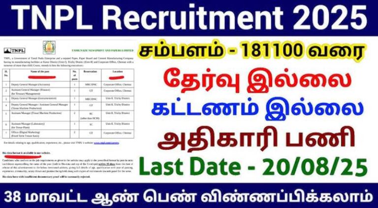 TNPL Recruitment 2025
