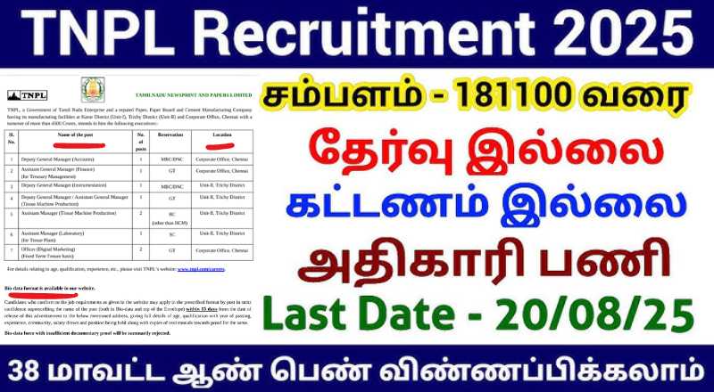 TNPL Recruitment 2025
