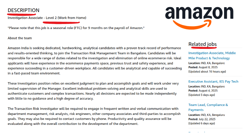 Amazon Investigation Associate WFH Job In 2025