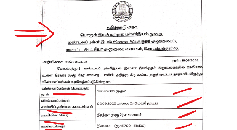 Coimbatore Statistics Office Recruitment 2025