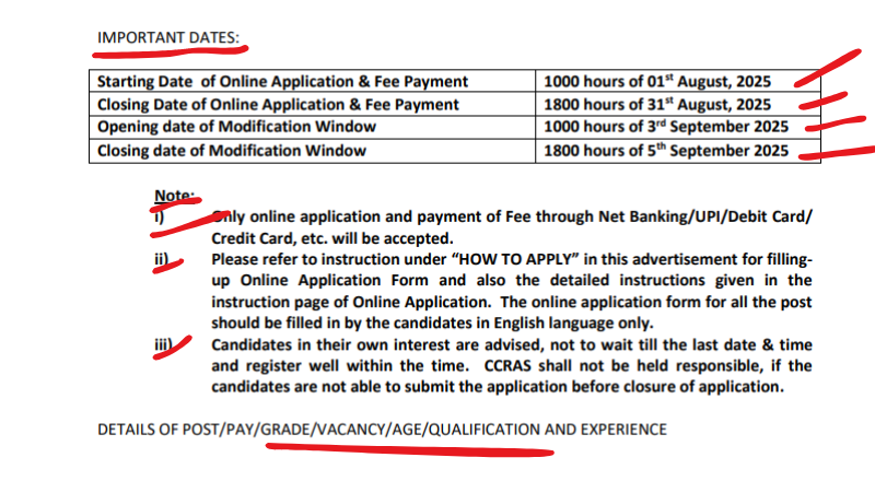 CCRAS Recruitment 2025