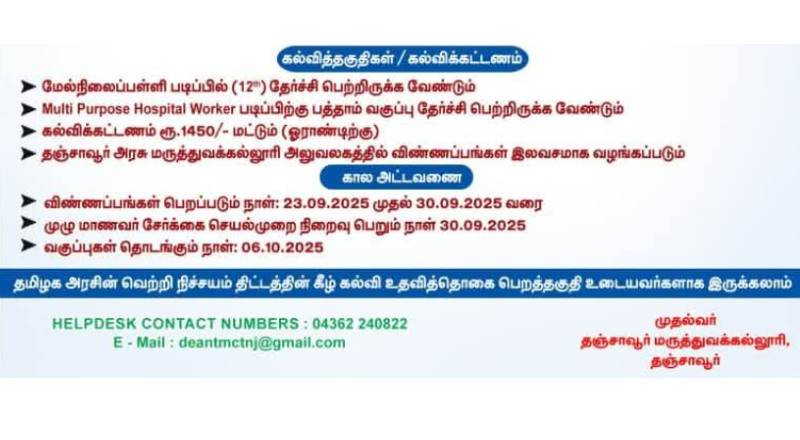 Thanjavur Medical College Recruitment 2025