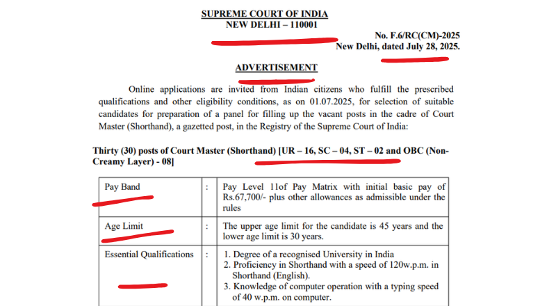 Supreme Court of India Recruitment 2025