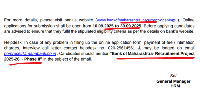 Bank of Maharashtra Recruitment 2025