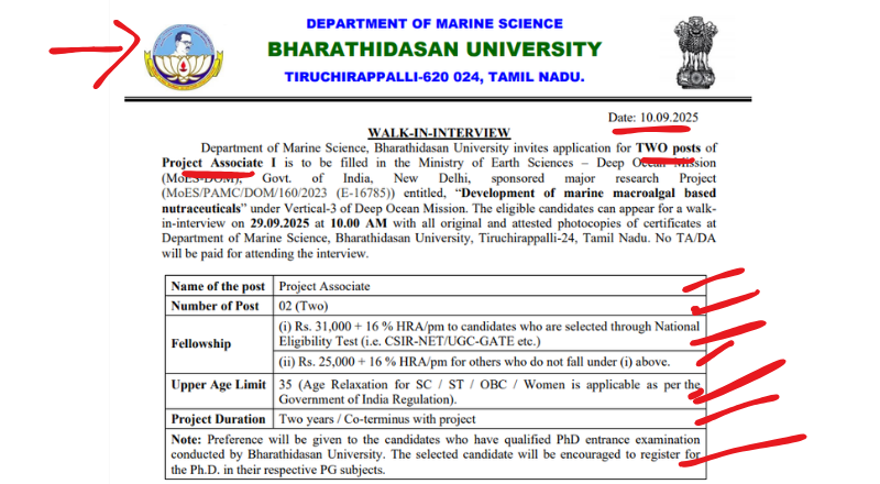 Bharathidasan University Recruitment 2025