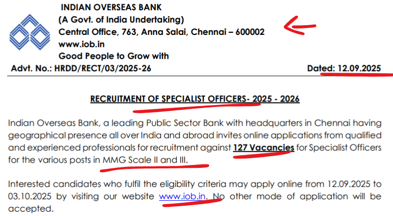 Indian Overseas Bank Recruitment 2025