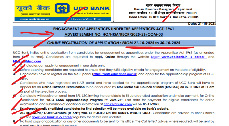 UCO Bank Recruitment 2025