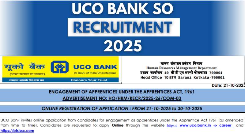 UCO Bank Recruitment 2025