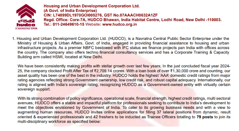 HUDCO Recruitment 2025