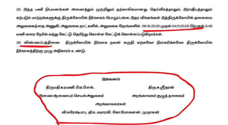 Thiruthani Murugan Temple Recruitment 2025