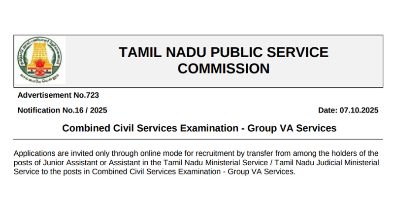 TNPSC CCSE Group VA Recruitment 2025