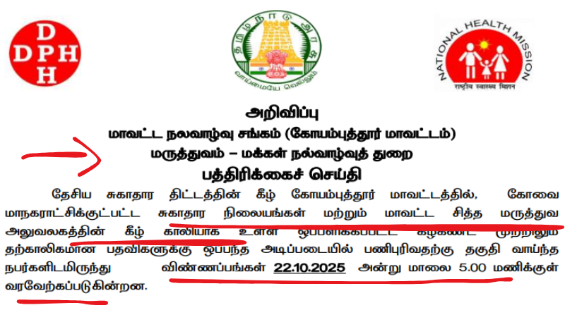 Coimbatore DHS Recruitment 2025