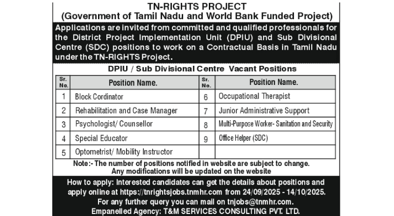 TN RIGHTS Recruitment 2025