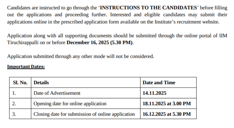IIM Trichy Recruitment 2025