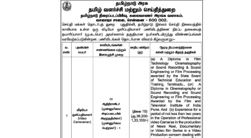TNDIPR Recruitment 2025