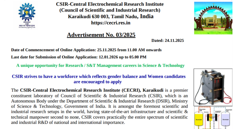 CECRI Karaikudi Recruitment 2025