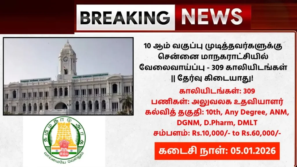 Chennai Corporation Recruitment 2026