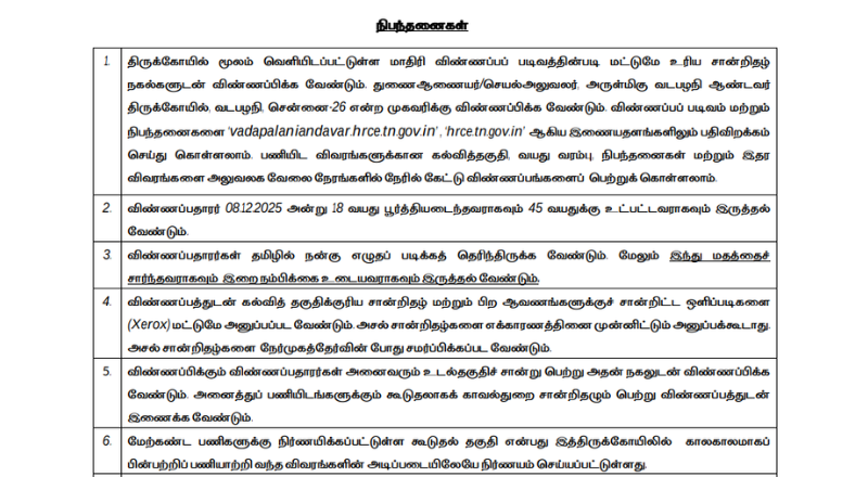 TNHRCE Chennai Recruitment 2025