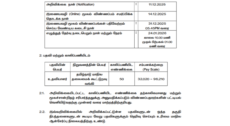 ย TN Cooperative Bank Recruitment 2025