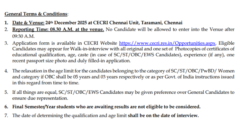 CECRI Karaikudi Recruitment 2025