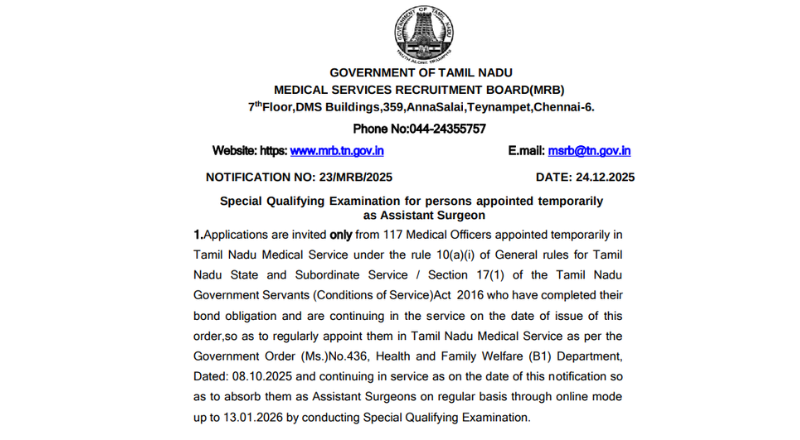 TN MRB Recruitment 2026