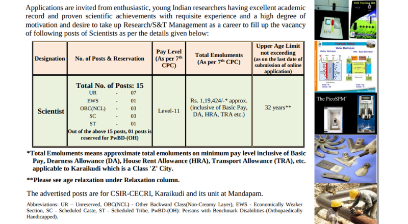 CECRI Karaikudi Recruitment 2025