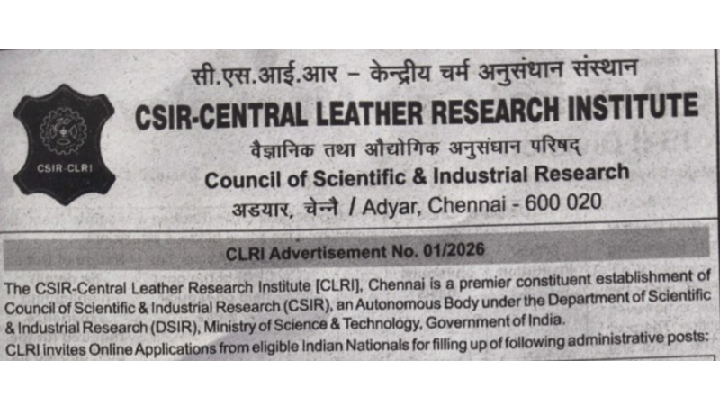 CLRI Chennai Recruitment 2026
