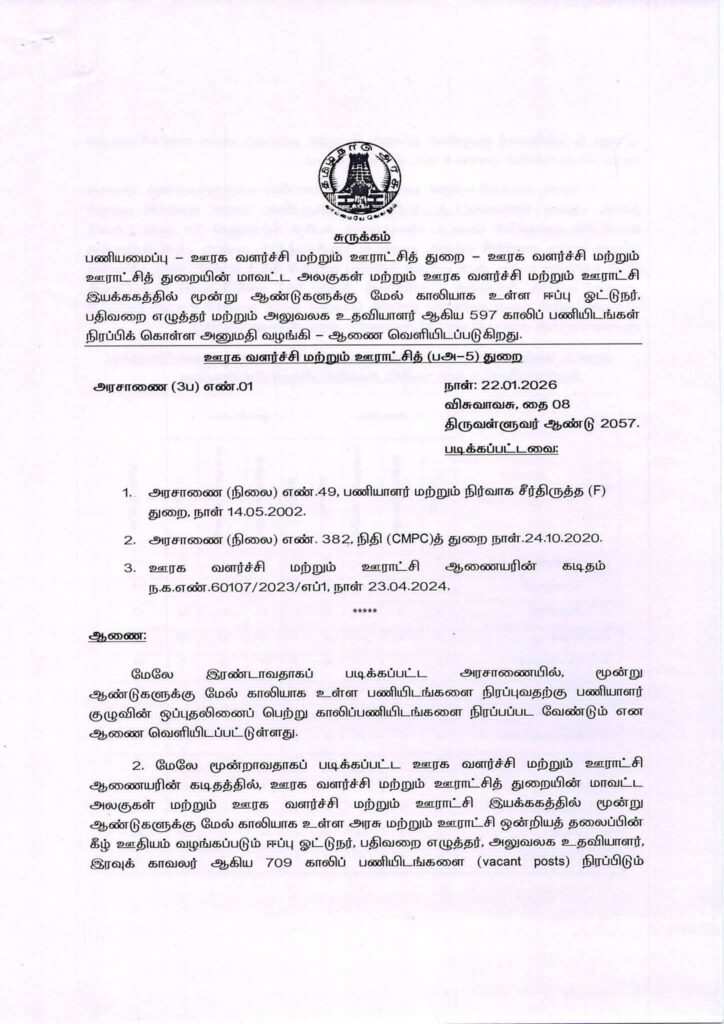 TNRD Record Clerk Recruitment 2026 Tamil